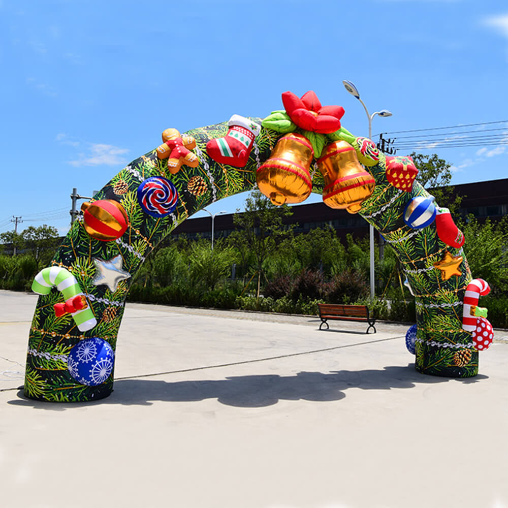 Custom Christmas Advertising Outdoor Inflatable santa Entrance Lighting Balloon Arch Led 2