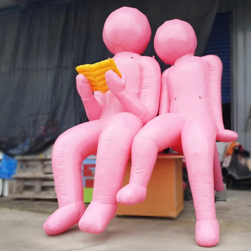 Building exterior wall event pink reading people Custom Mascot Made Inflatable Advertising Cartoon Shapes balloon 2