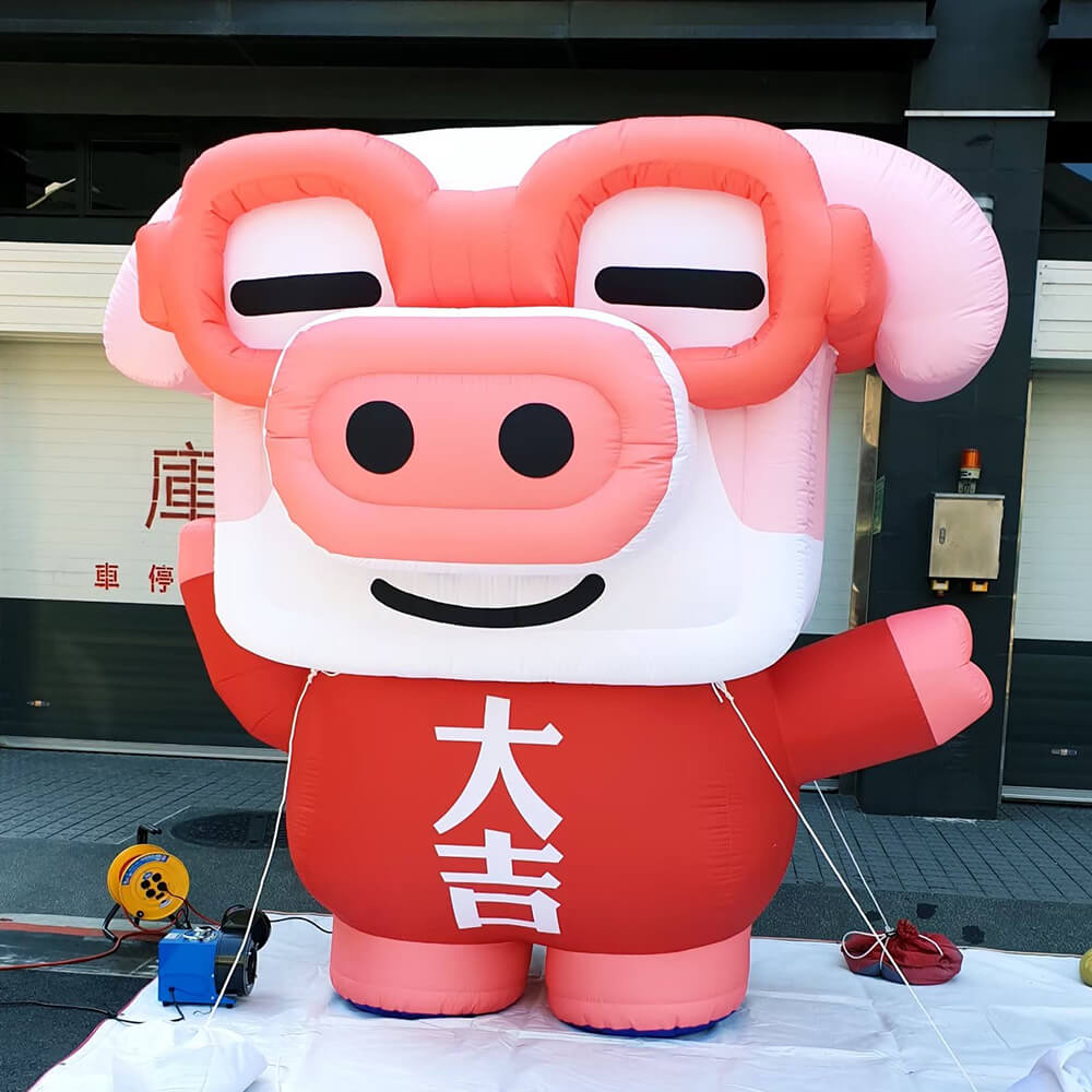 Custom Mascot Made Shapes Logo Funny Cute Pig Inflatable Advertising Cartoon balloon 2
